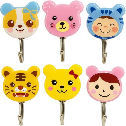 Durable Plastic Hooks Mix Animal Designs 3pcs on Card