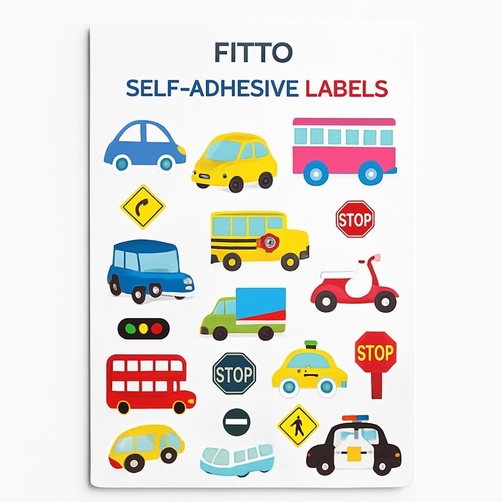 144 Pieces Vehicle Series Self Adhesive Labels 5 Sheets (15x11cm for Car Decals)