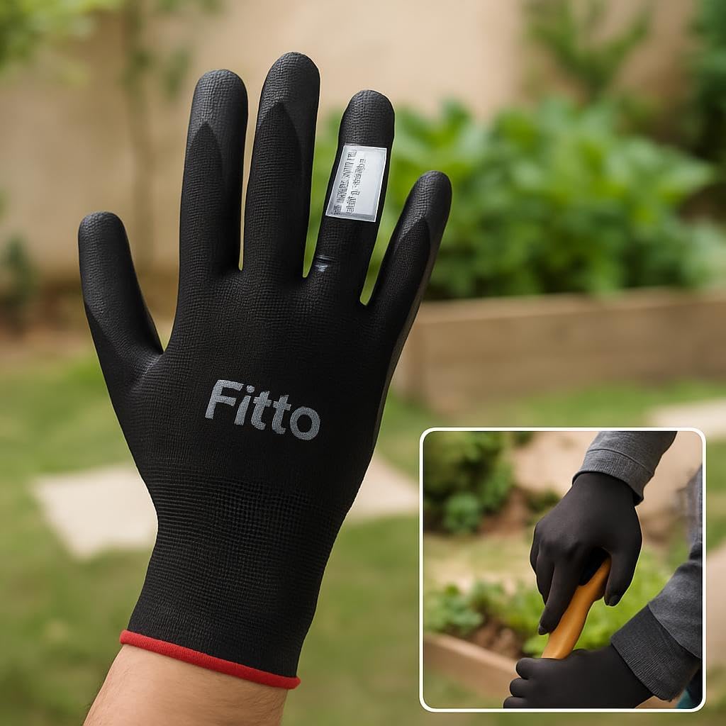 240 Pieces Durable Black Work Gloves with Textured Grip for Construction and Gardening