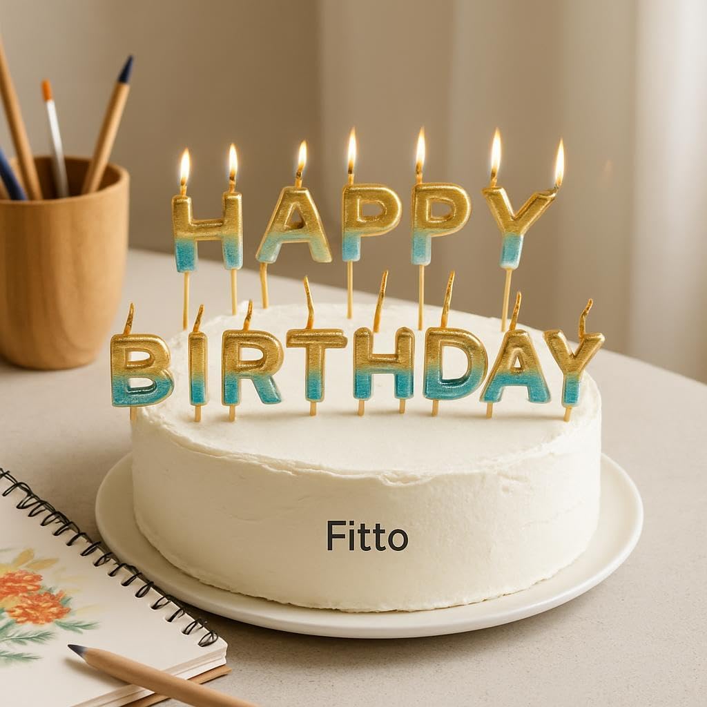 Happy Birthday Cake Candles with Blue Glitter – Birthday Party Cake Toppers, Decorative Glitter Candles