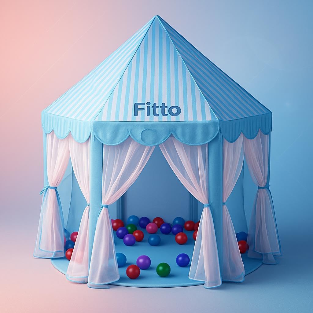 60 Pieces Princess Castle Play Tents for Kids (Fairy Playhouse for Girls – Indoor/Outdoor Party Games – Durable Hexagon Design – Pink & Blue – Ages 3-12)