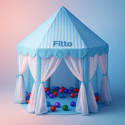 Princess Castle Play Tent for Kids – Fairy Playhouse for Girls, Indoor/Outdoor Party Games, Durable Hexagon Design, Pink & Blue, Ages 3-12
