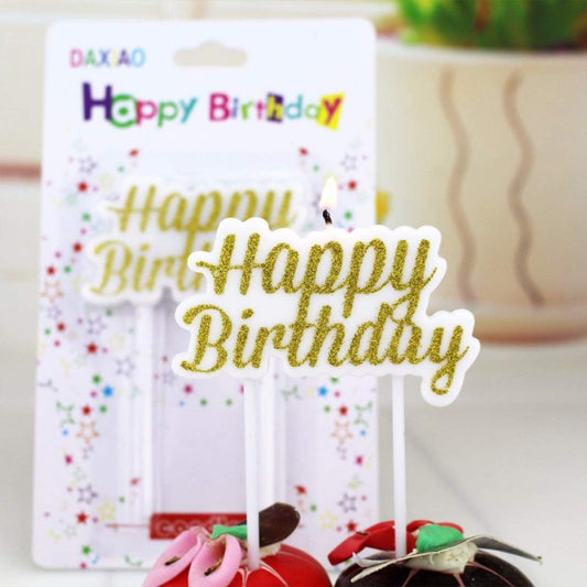 Glittering Birthday Cake Candle Gold - Decorative Party Accessory for Birthday Celebrations, Cake Topper, Event Decor 9x3.9cm