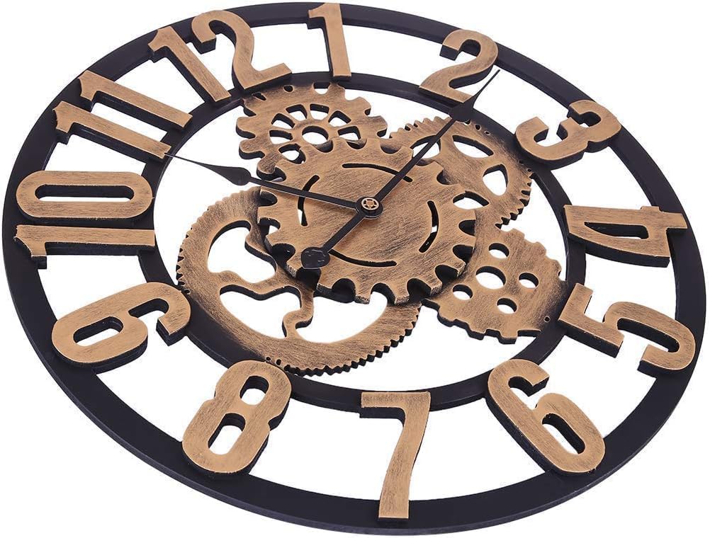 72 Pieces Elegant Mechanical Design Wall Clock | Classic Retros with Exposed Gears | Premium Quality | Ideal for Living Room (Office – or Bedroom | Decorative Timepiece with Vintage Appeal)