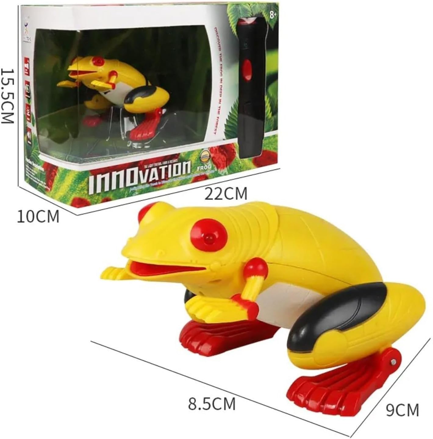 Laser Remote Control Frog Toy - Life Like with Jumping, Sound and Light, Yellow
