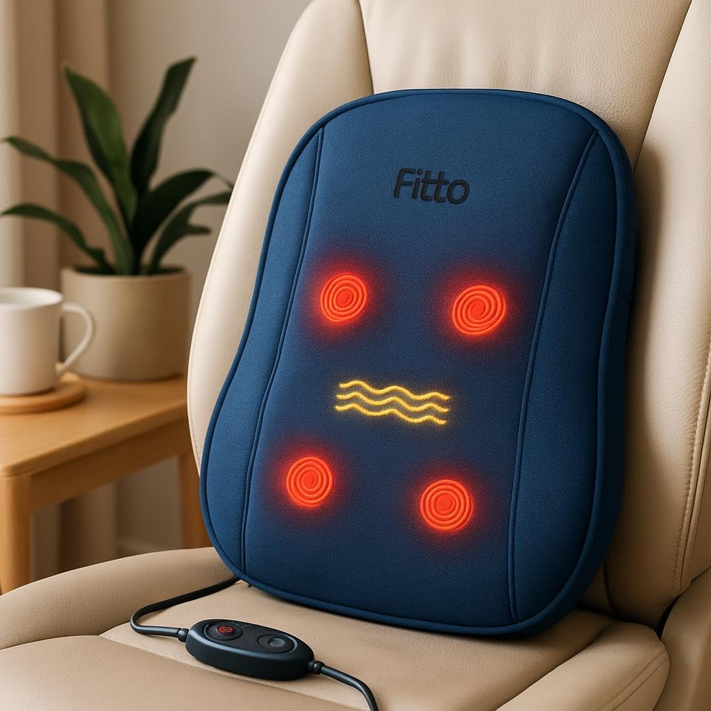 48 Pieces Adjustable Back Massagers for Car Seat & Home (with both car adpter and 2 pin plug – Blue)