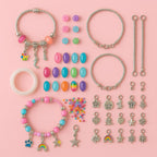 72 Pieces 130-Piece Bracelet and Pendant Making Kits with Premium Metal & Glass Pendants (Includes Pink Storage Bag)