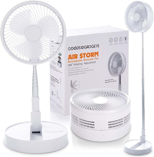 Fitto Table & Stand Fan, Rechargeable Battery, 7200mAh, Quiet, Portable