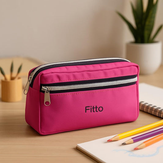 Pencil Case 20x6.5x11cm Pink, School Supplies Organizer, Office Stationery Holder