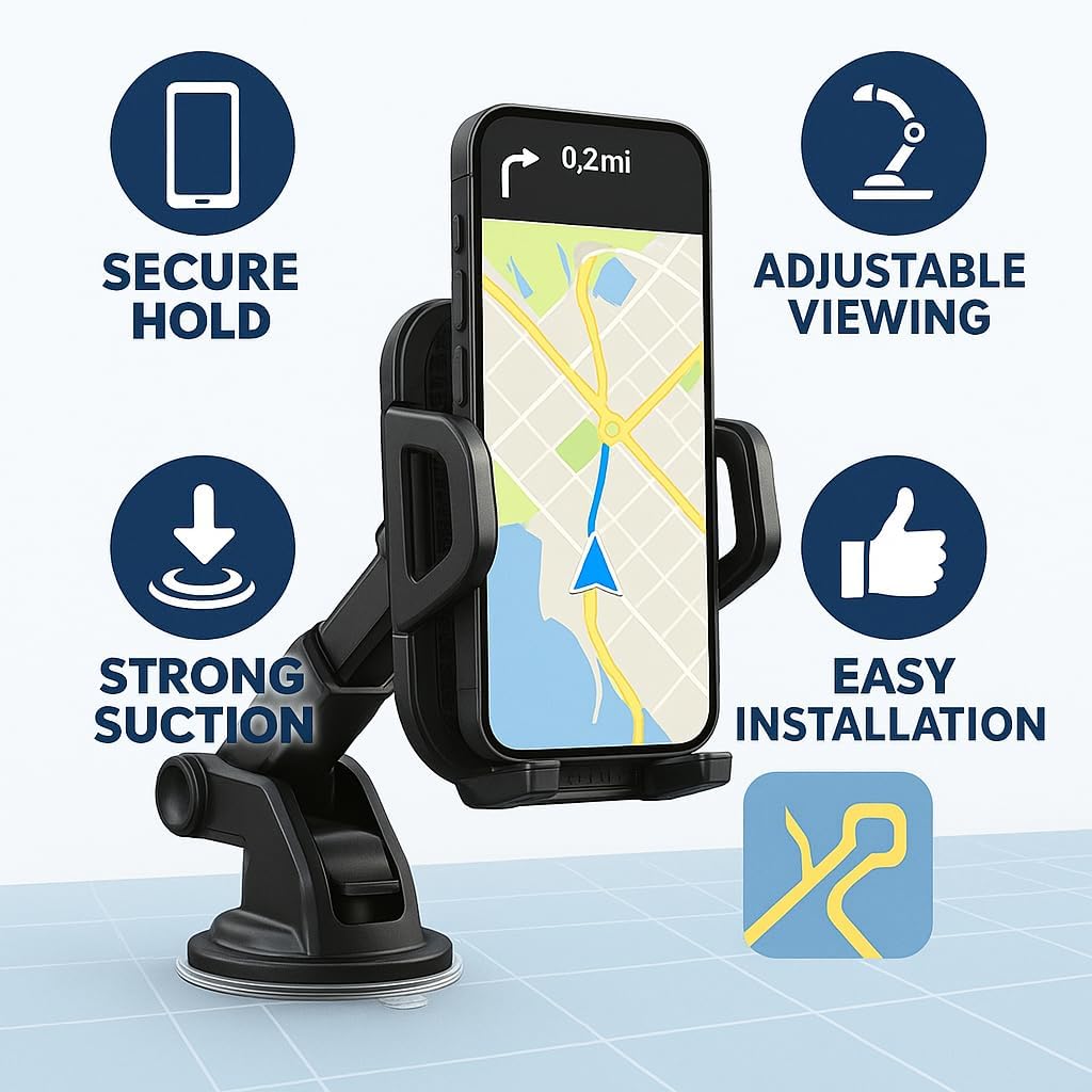Car Mobile Holder, 270 Degree Rotation, Adjustable, Suction Cup, Universal, For Dashboard Windshield