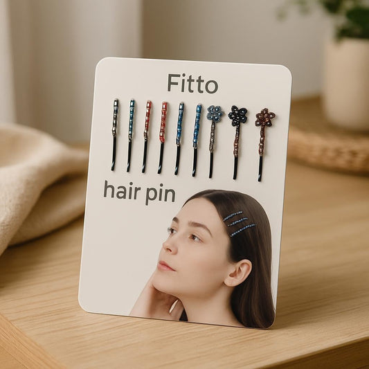 U Shaped Hair Pins with Stones, Pack of 15, Assorted Colors for Women