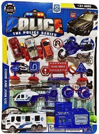 96 Pieces Premium Police Toy Sets for Kids - Includes Cars (Trucks – Helicopter – Barricades & Sign Boards - Durable Plastic Playset for Imaginative Play)