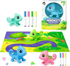 60 Pieces Inductive Color Changing Chameleon Follow The Black Lines with Rechargeable Battery (Sound – Light – and Colorful Playmat)