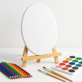 96 Pieces Oval Canvas (20x15cm with Wooden Stand 21x15cm)