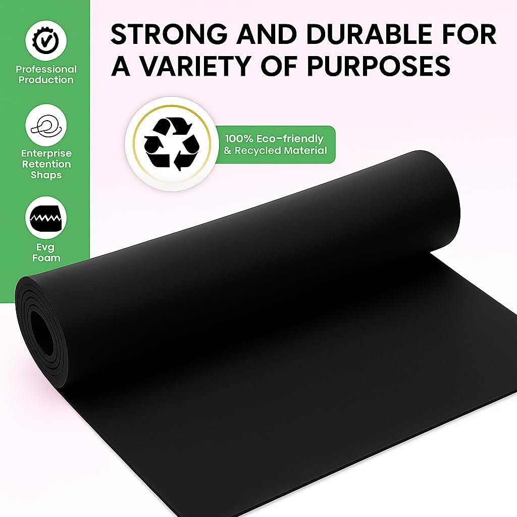 EVA Sponge 60cm x 40cm Black, Multipurpose Foam Sheet for Crafts, DIY Projects, and Cushioning