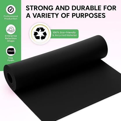 EVA Sponge 60cm x 40cm Black, Multipurpose Foam Sheet for Crafts, DIY Projects, and Cushioning