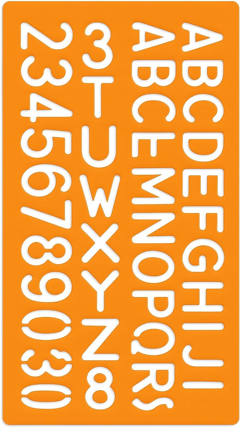 120 Pieces Orange Lettering Templates with Upper Case Letters and Numbers Size (30cm)