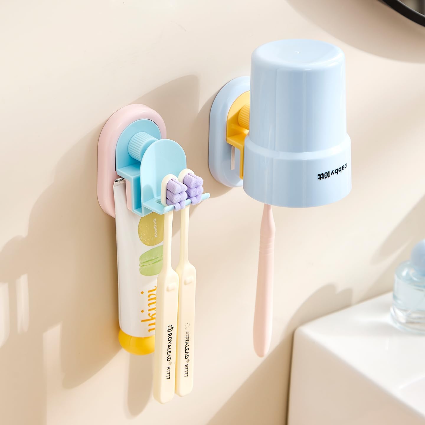 Suction Cup Toothbrush holder – Space-Saving Design – Pack of 2, Blue