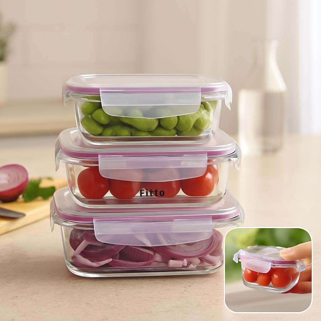 72 Pieces 3Pcs Microwave Glass Storage Sets with Lid (400ml (640ml – 1040ml))