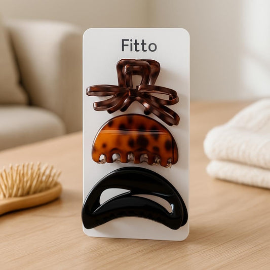 3 Pack Medium Hair Claw Clips, Mixed Styles, Assorted Colors