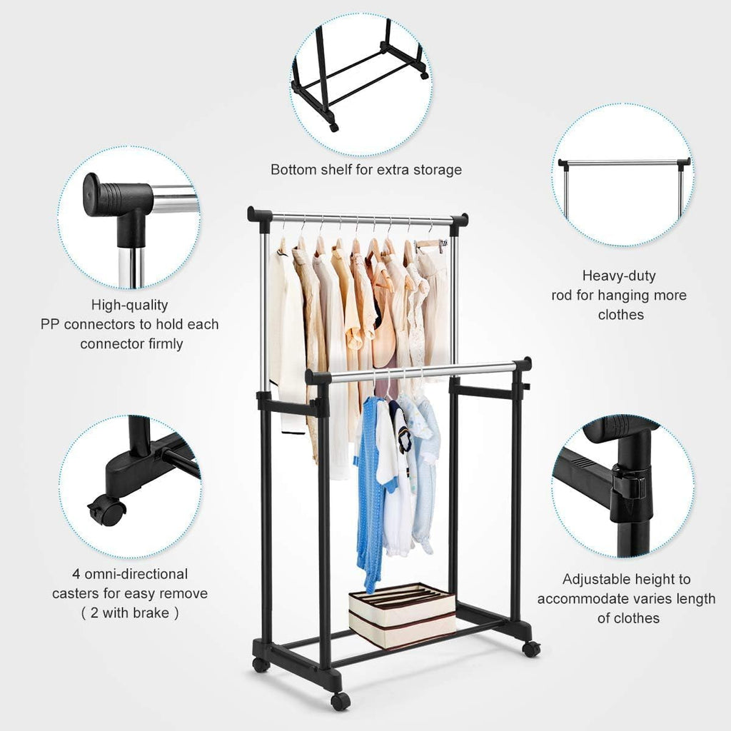 72 Pieces Clothes Drying Foldable Stand - Adjustable & Space-Savings (Black – Portable Laundry Rack for Indoor & Outdoor Use)