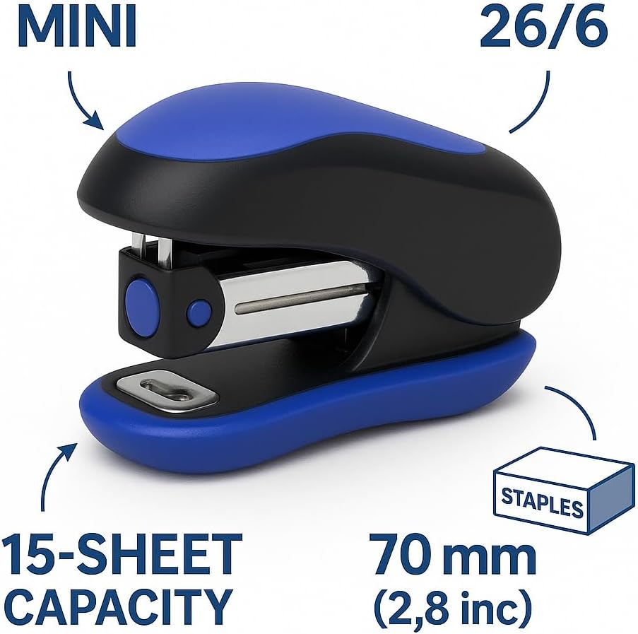 120 Pieces Mini Staplers for 24/6 & 26/6 Pins (Blue Compact Desktop Office Stapler)