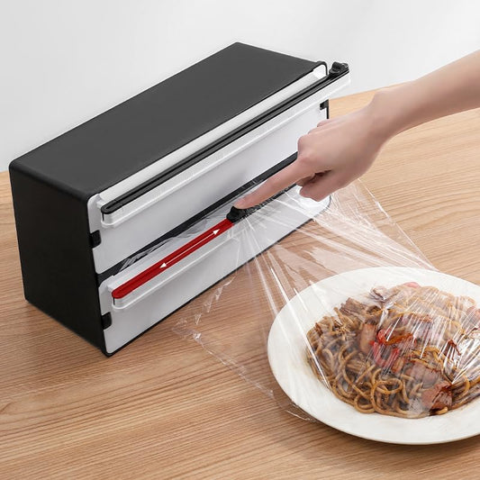 Double Layer Cling Film Cutter – Wall-Mounted Design – Black