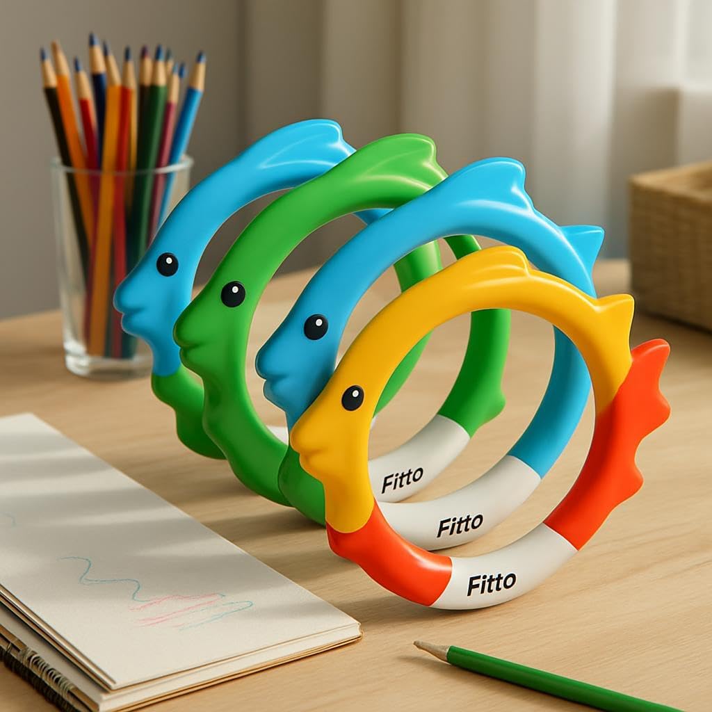 Underwater Diving Ring Set - Throw & Retrieve Toys for Swimming Pools, Diving Accessories & Pool Party Games - Pack of 4