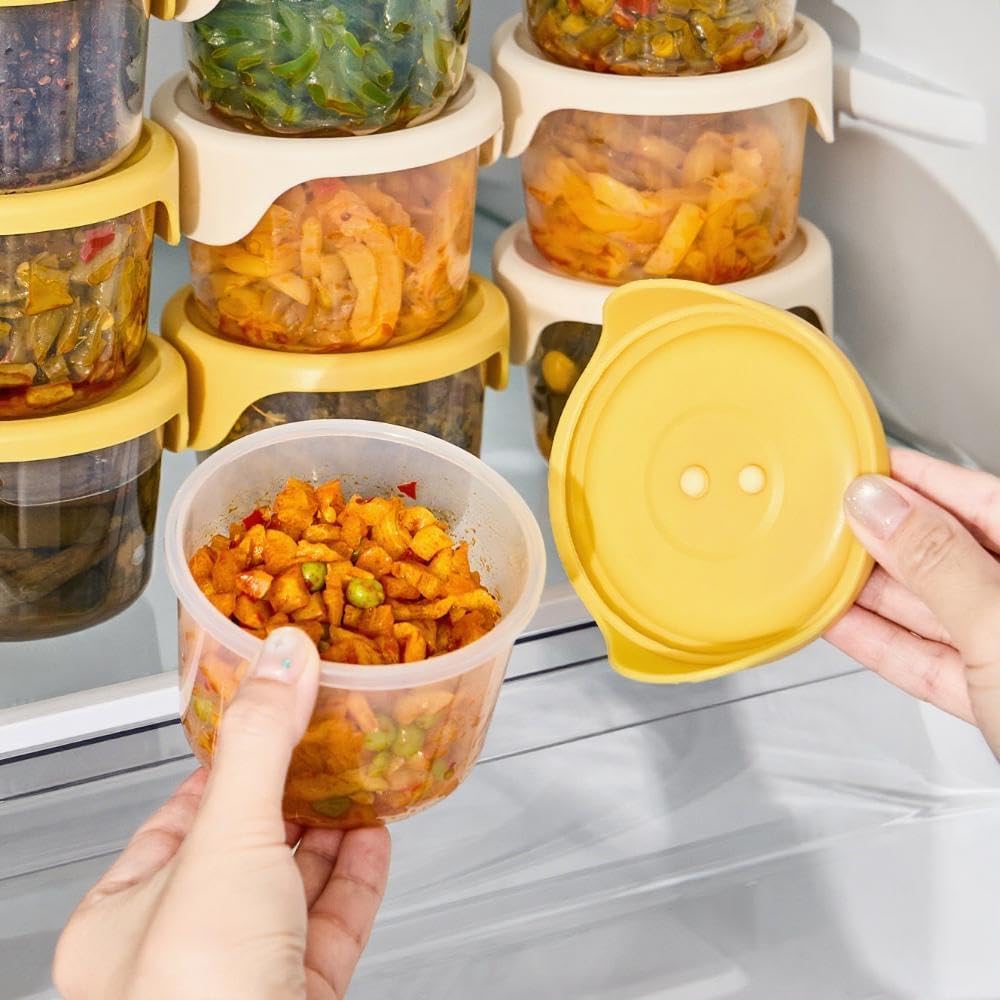 120 Pieces Pickled Vegetable Preservation Boxes (Airtight Seal – Yellow – 250ml Capacity – Pack of 2)