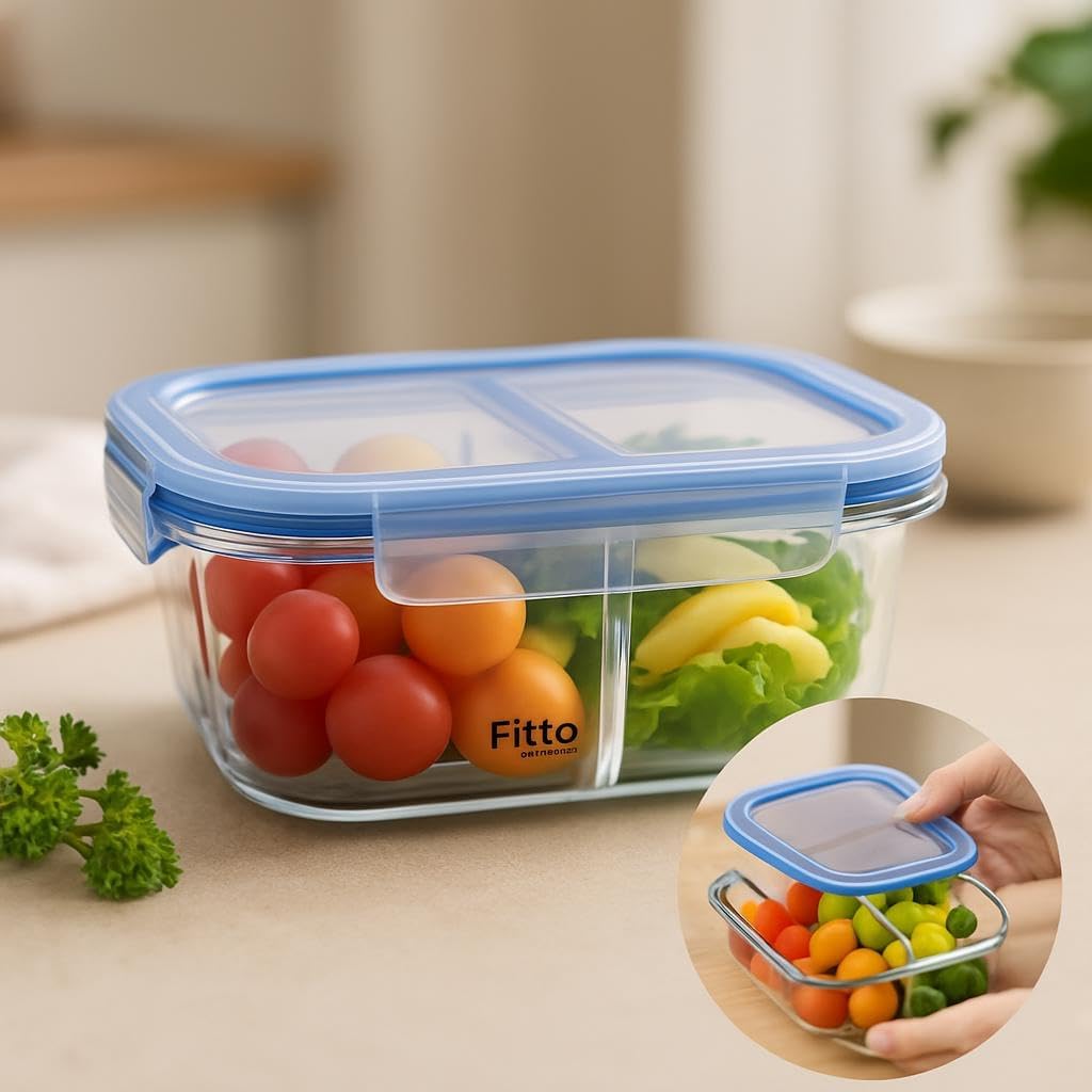 72 Pieces Glass Storage Food Containers with Full Divider (1500ml)