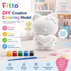 96 Pieces DIY Cat Figurine Painting Kits with White Paintable Model (6 Paint Pots and Brush – Assorted Colors)