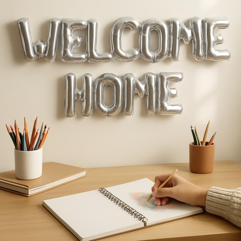144 Pieces 40cm Welcome Home Letter Balloons (Silver Alphabet Foil Mylar for Welcome Party – Home & Event Decoration – UAE)