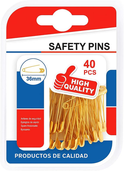 40 Pieces Brass Safety Pins 36mm For Sewing, Crafts, and Everyday Use
