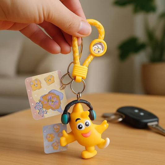 Banana Fruit 3D Doll Car Keychain - Yellow