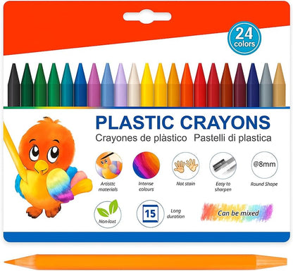 24 Pieces Plastic Cryons, 12cm, 24 Vibrant Colors