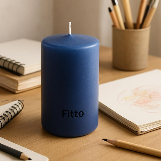 Blue Pillar Candle - Unscented, Long Burning & Smokeless White Wax Candle for Home Decor, Weddings, Events & Relaxation 5x7.5cm