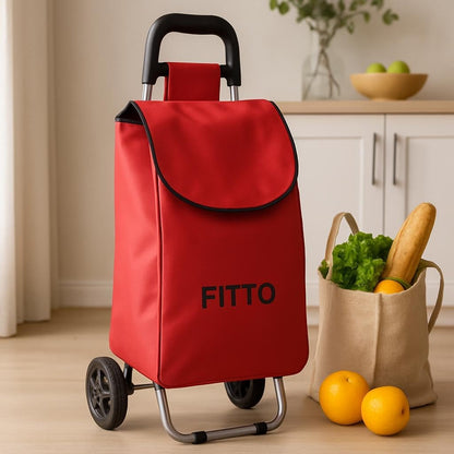 Red Shopping Trolley with Wheels, 33L Carbon Steel, 53*31*20CM