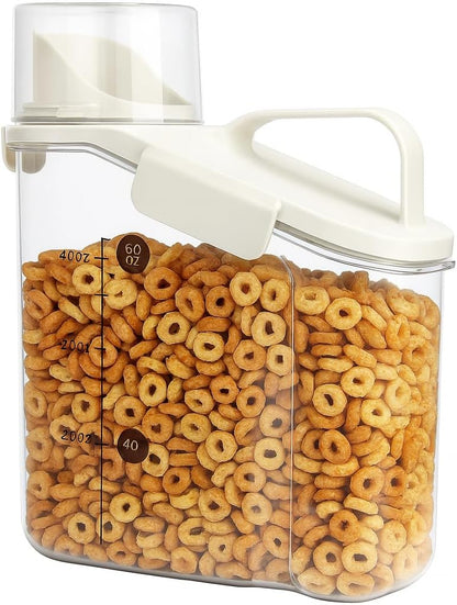 2L Airtight Cereal Container Storage with Measuring Cup and Pouring Spout for Flour and Dry Food