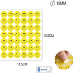 240 Pieces Adhesive Labels Smiles (5 Sheets – 42 Round Labels – 15mm – 11.5x13.9cm – Stickers for Organizing – Crafting – Office Use)