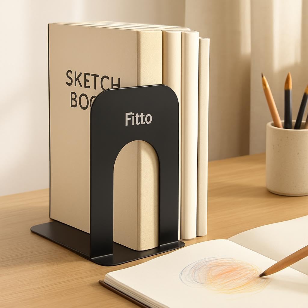 96 Pieces 2 Pieces Black Bookends (17x12.6cm for Books and Home Office Decor)