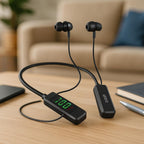 96 Pieces Wireless Neckband Bluetooth Headphones with Display (Black)