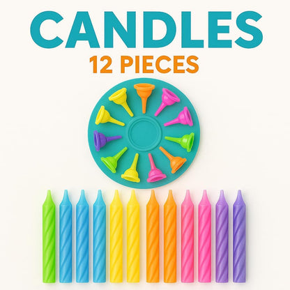 Birthday Candles Spiral Pattern 24 Pieces & 12 Stands – Spiral Candle Arrangement, Birthday Party Candles, Tabletop Candle Decoration, Party Supplies, UAE