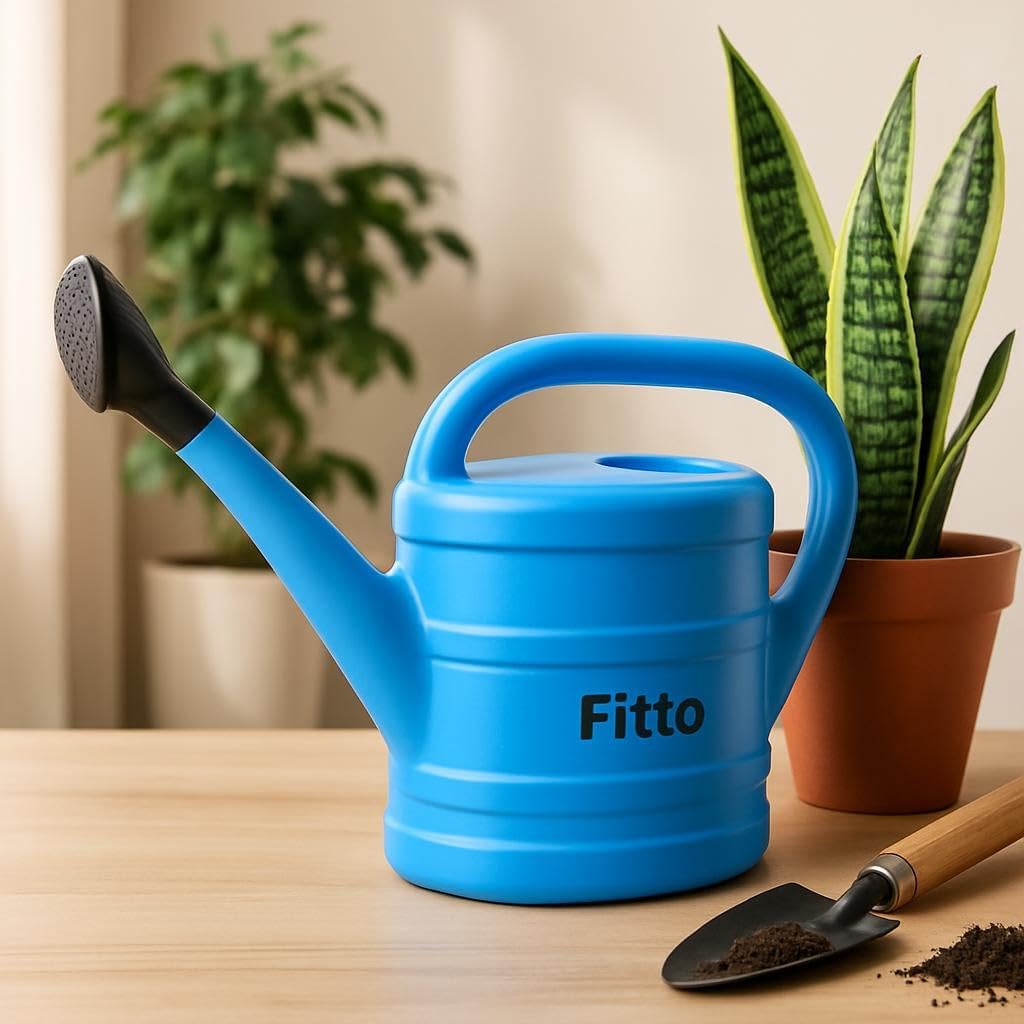 96 Pieces Blue Plastic Watering Cans (5 Litre with Handle and Spout for Gardening and Indoor Plants)