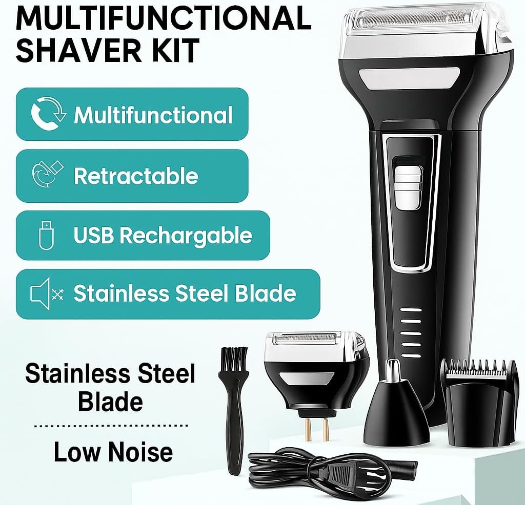 3 in1 Rechargeable Hair Clipper, With Shaver & Nose Trimmer