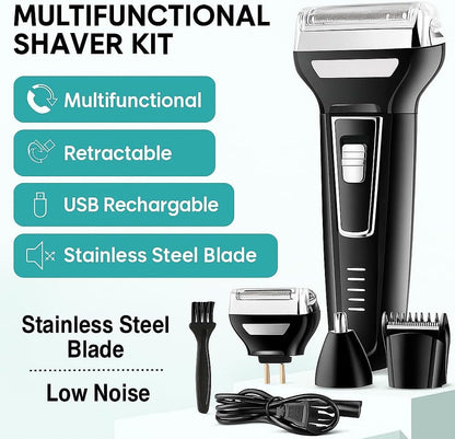 3 in1 Rechargeable Hair Clipper, With Shaver & Nose Trimmer