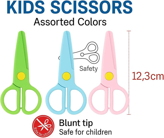 Kids Scissors - 12.3cm Assorted Colors Safety Cutting Tool