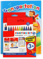 96 Pieces 3 in 1 Painting Sets with Color Pencils & Plastic Crayons (Art Supplies for Kids and Adults)