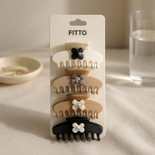 4pcs Elegant Hair Claw Clips Set for Women - Matte Plastic, Assorted Colors