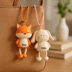 96 Pieces Plastic Key Chain Animal Series - Fox and Rabbits (Pack of 2)