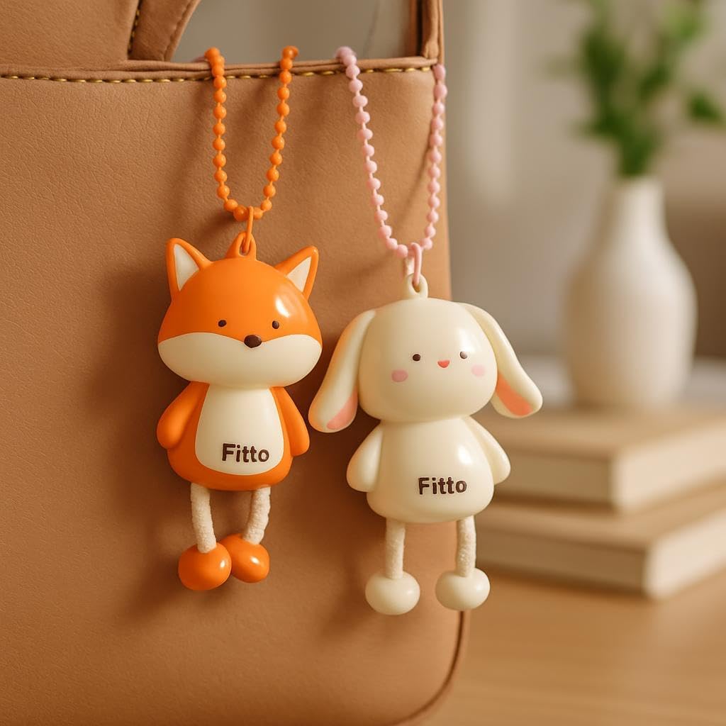 Plastic Key Chain Animal Series - Fox and Rabbit, Pack of 2